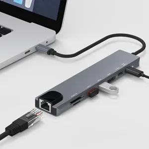 홈플래닛 8포트 USB3.0 이더넷 멀티허브 (USB*2 타입C*2 이더넷 HDMI SD) HUB8C-N