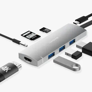 컴썸 C타입 HDMI 8 in 1 USB 3.0 멀티허브 CT-81P, 실버