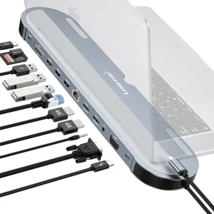 Lemorele 12 in 1 USB 허브 도킹 스테이션 USB C 허브 4K VGA 3.5mm 오디오 RJ45 USB PD 노트북 Macbook 용 USB C 허브 충전