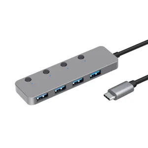 [쿠팡수입] 만듦 4포트 USB 3.1 Gen1 허브 스위치 메탈 Type-C 20cm