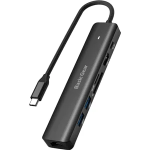 베이직기어 USB C 타입 맥북 7 in 1 멀티 허브, 블랙