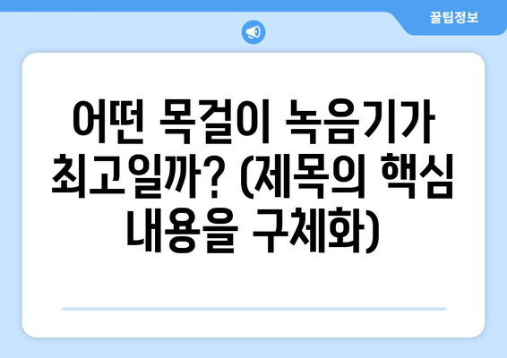 어떤 목걸이 녹음기가 최고일까? (제목의 핵심 내용을 구체화)