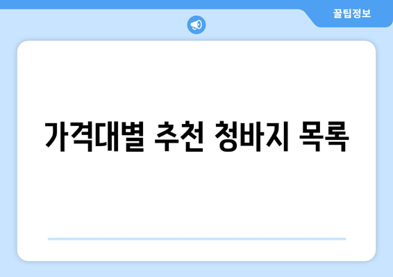 가격대별 추천 청바지 목록