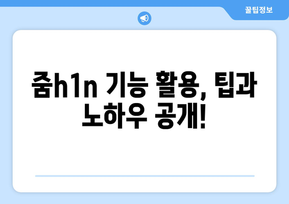 줌h1n 기능 활용, 팁과 노하우 공개!