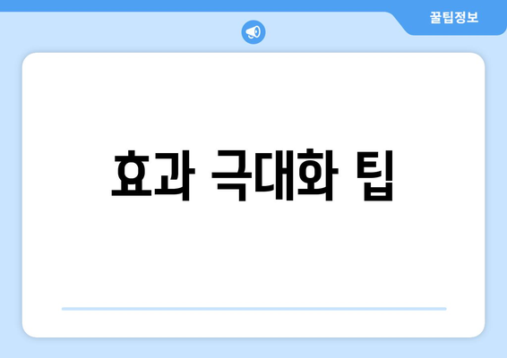 효과 극대화 팁