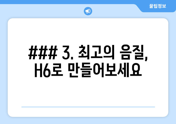 ### 3. 최고의 음질, H6로 만들어보세요