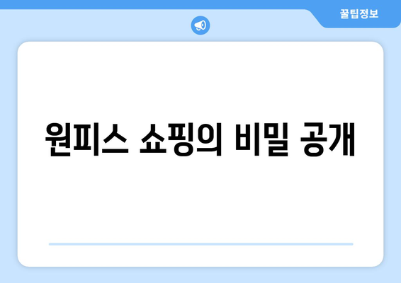 원피스 쇼핑의 비밀 공개