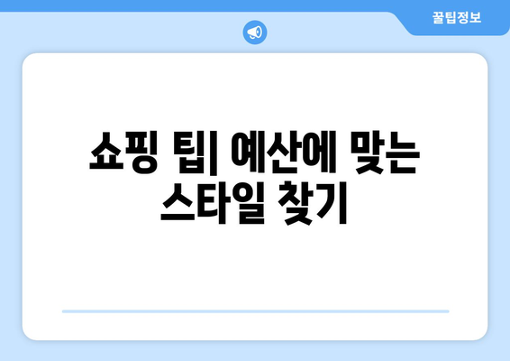 쇼핑 팁| 예산에 맞는 스타일 찾기