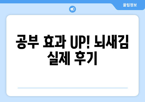 공부 효과 UP! 뇌새김 실제 후기