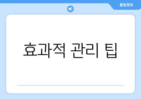 효과적 관리 팁