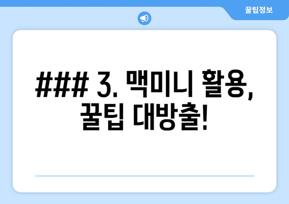 ### 3. 맥미니 활용, 꿀팁 대방출!