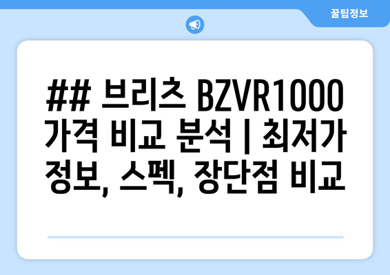 ## 브리츠 BZVR1000 가격 비교 분석 | 최저가 정보, 스펙, 장단점 비교