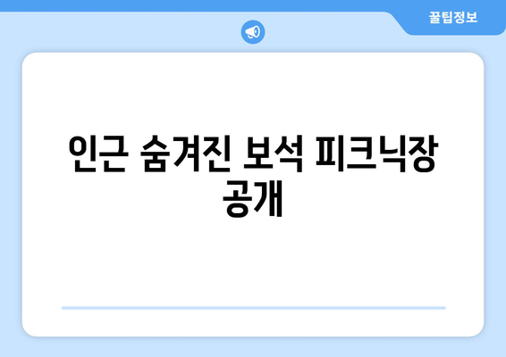 인근 숨겨진 보석 피크닉장 공개