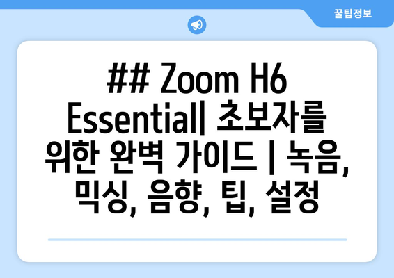 ## Zoom H6 Essential| 초보자를 위한 완벽 가이드 | 녹음, 믹싱, 음향, 팁, 설정