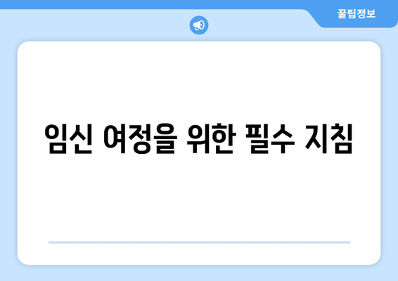 임신 여정을 위한 필수 지침