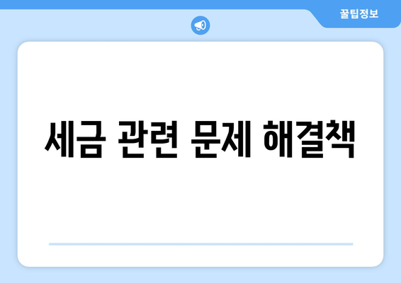 세금 관련 문제 해결책