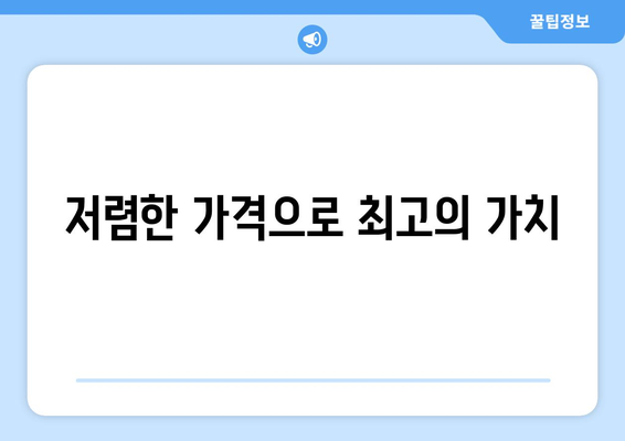 저렴한 가격으로 최고의 가치