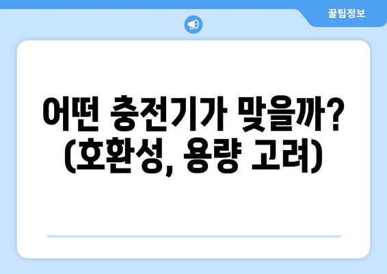 어떤 충전기가 맞을까? (호환성, 용량 고려)