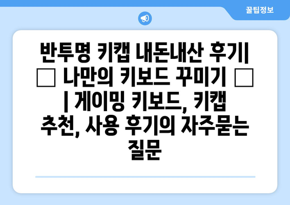 반투명 키캡 내돈내산 후기| ✨ 나만의 키보드 꾸미기 ✨ | 게이밍 키보드, 키캡 추천, 사용 후기