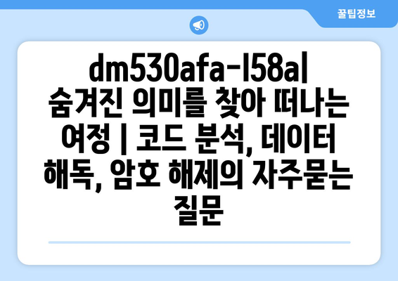 dm530afa-l58a| 숨겨진 의미를 찾아 떠나는 여정 | 코드 분석, 데이터 해독, 암호 해제